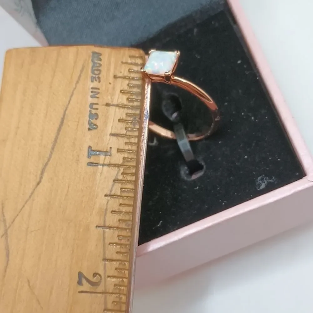 Rose gold solitaire opal ring size 8